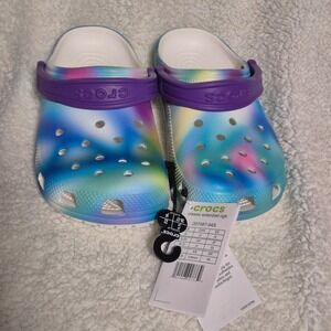 Crocs Classic Solarized Clog Kids J4 Multi Color Tie Dye Slip On 207587-94S NEW